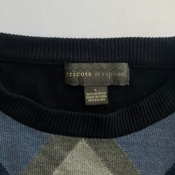 Tricots St. Raphael Mens Argyle Pattern Sweater Size L - Picture 3 of 3